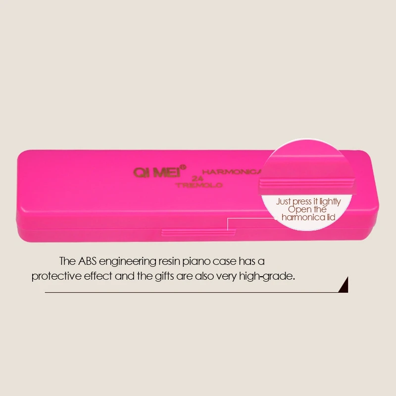 

QIMEI Polyphony Harmonica 24 Hole Key of C Professional Playing Competition Tremolo Harmonicas with Padded Box