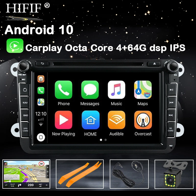 Автомобильный DVD-плеер DSP 2 din 8 дюймов Восьмиядерный Android 10 GPS для VW Passat CC Polo GOLF 5 6 Touran