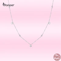 bamoer sterling silver 925 pendant necklace for women chain plated platinum cz simple heart shaped necklace jewelry gxn417
