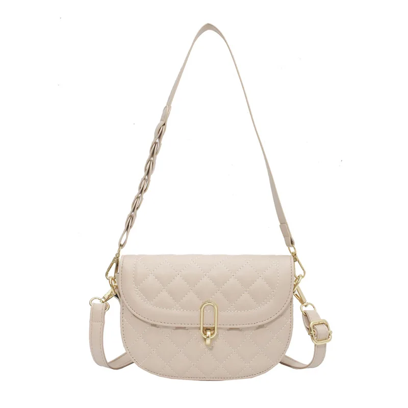 

Pleated Belt Saddle Bag Pu Leather Crossbody Bag for Women 2021 Fashion Sac A Main Female Shoulder Bag Female Handbag and Purses