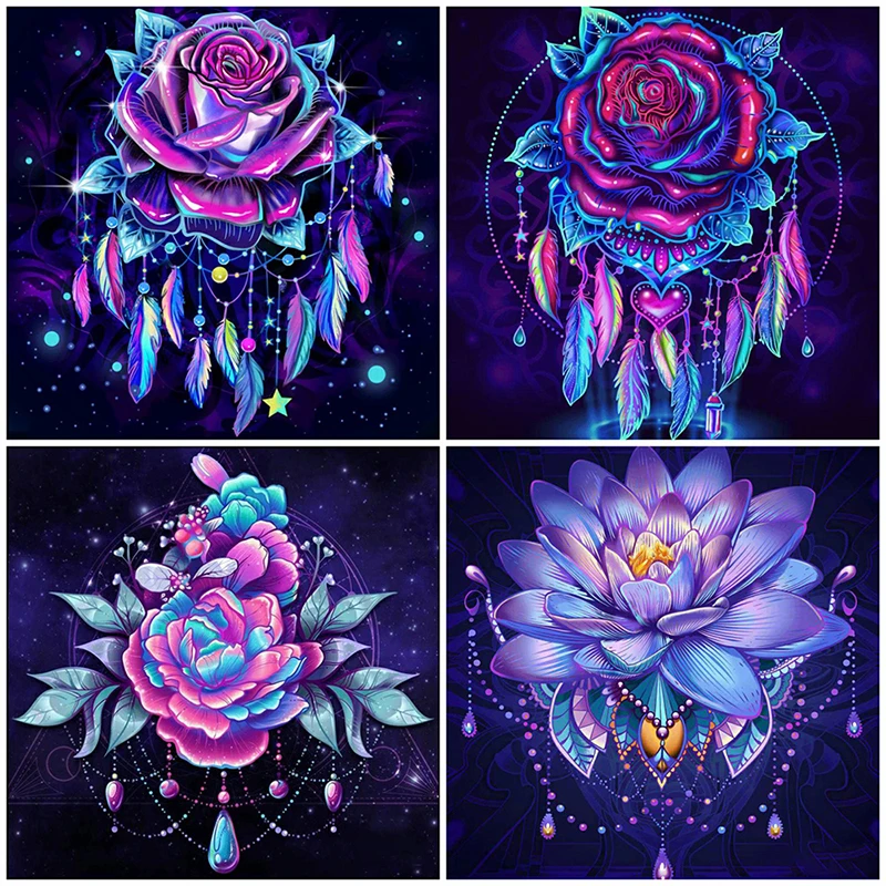 

Diy 5d Full Painting Diamond Painting Embroidery Flowers Wind Chimes Square Round Diamond Mosaic Decoration Hobby Gifts