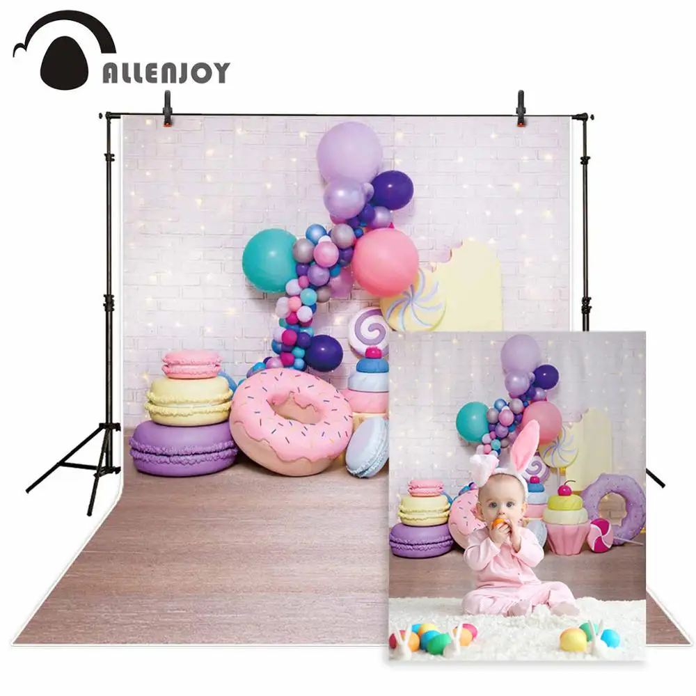 

Фон для фотосъемки новорожденных Allenjoy с изображением воздушных шаров травы и декора интерьера