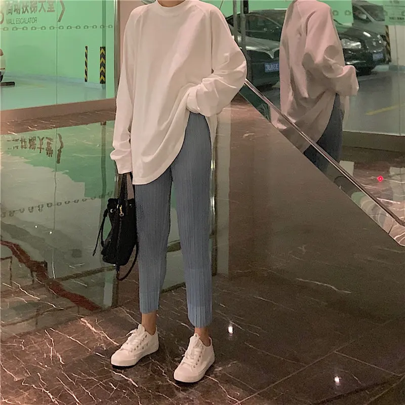 Alien Kitty/Свободные плиссированные удобные спортивные брюки с разрезом однотонные