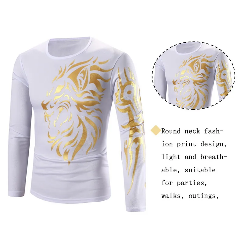 Мужское платье-футболка с длинными рукавами принтом дракона повседневная