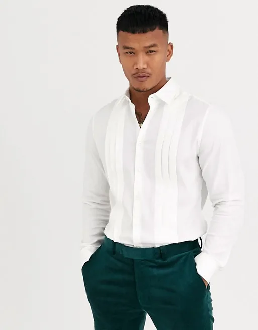 S-6XL 2020 New Men's clothing GD Hair Stylist fashion Pleated white Long Sleeve Shirt plus size costumes