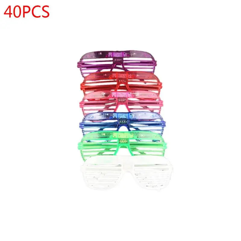 

40 Pcs LED Party Light Up Glasses, 6 Colors Light Up Shutter Shades Glow in The Dark New Year Gifts Rave Classroom Even
