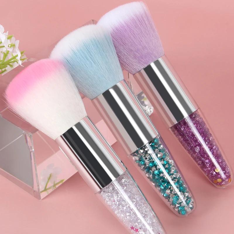

1PC Makeup Brushes Nail Cleaning Brush Face Blush Powde Brushes Diamond Transparent Handle Blush Acrylic Manicure Makeup Brushes