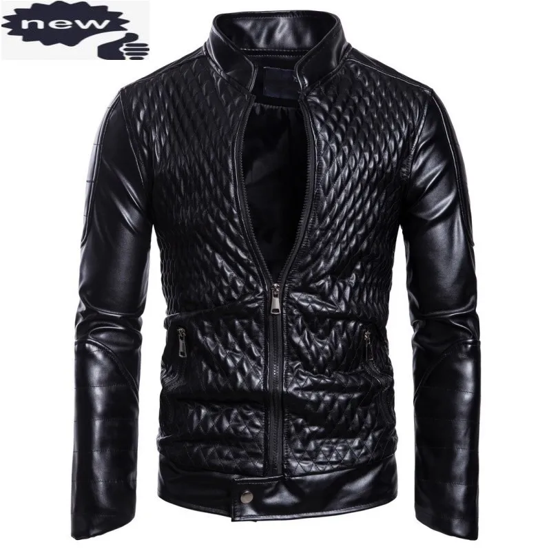 Spring Autumn New Black Red PU Leather Mens Jacket Men Coat Ropa De Hombre Windbreaker 3XL