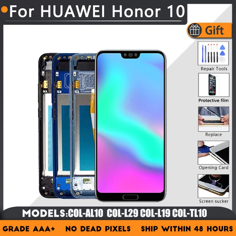 Оригинальный дисплей для HUAWEI Honor 10 экран телефона L29 L19 ЖК-дисплей с сенсорным