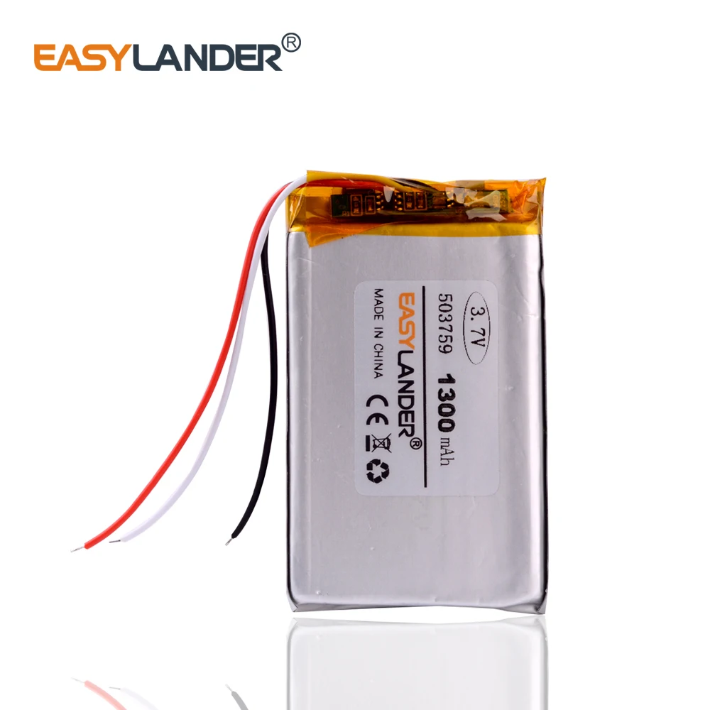 

3wires 503759 3.7V 1300mAh Rechargeable li-Polymer Li-ion Battery For e Road route HD-X9 X10 E-V5 navigator NW-ZX1 LIS1530HNPPC