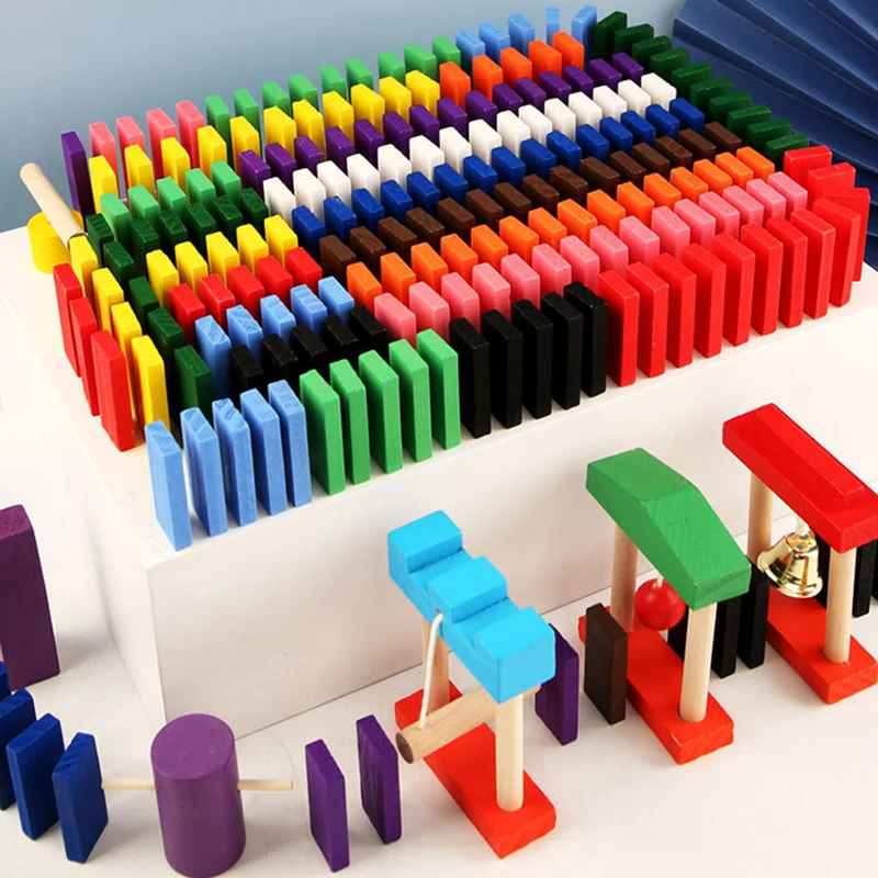 

120pcs Lot Board Game for Children Wooden Dominoes Gift Set Painting Children Wooden Dominoes Toys LBV