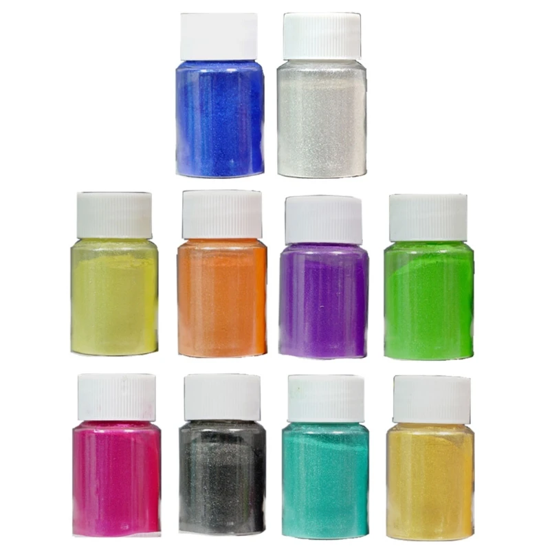 

10 Color Bright Aurora Pearl Pigment Powder Mica Pearlescent Colorants Resin Dye