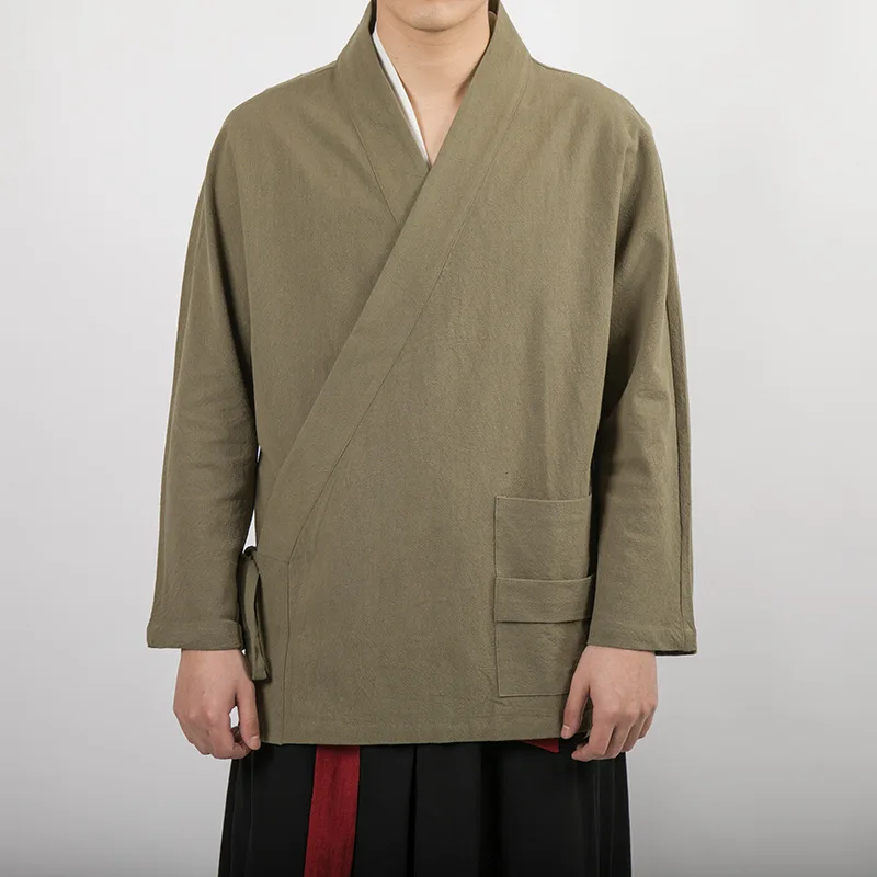 Китайский Стиль Loosekimono кардиган Hanfu Ретро льняной мужской кимоно юката японская