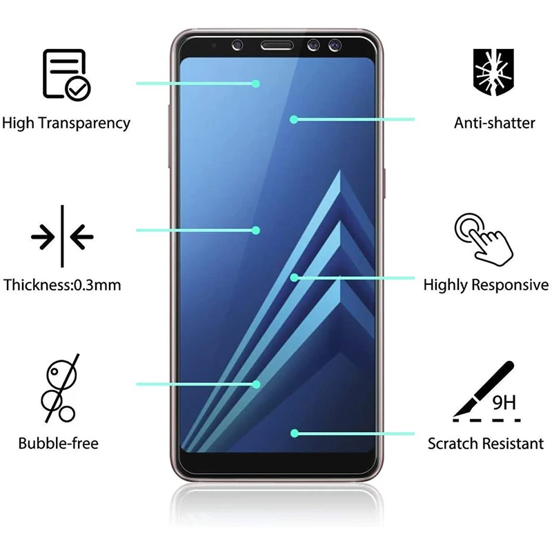 Закаленное стекло 2 шт. для Samsung Galaxy A7 A9 2018 A6 A8 Plus защитная пленка экрана S6 S7 J4 J6 |