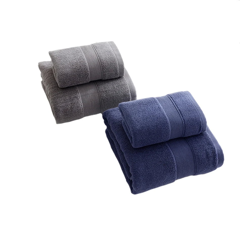 

Turkish Genuine Cotton Towel, Bath Towels(27.5 x 55 Inches),Hand Towels(13.5 x 30 Inches),Luxury Plain Design, Grey Or Blue