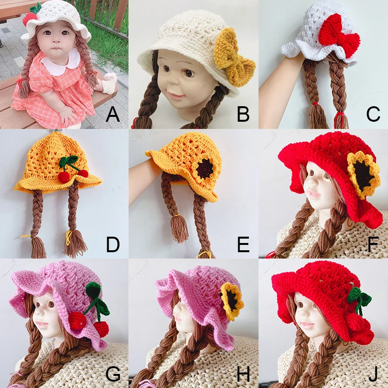 

Winter Warm Ins Girls Baby Cute Handmade Twist Ear Protection Wool Hat Kids Children Clothing Headwear Cap 2-4Y New