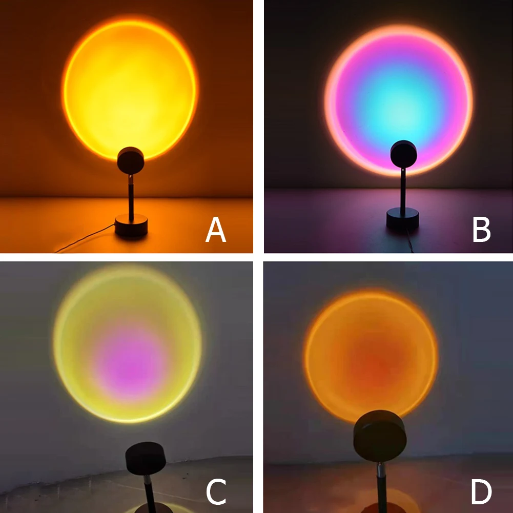 

Sunset Projection Lamp USB Sunset Rainbow Projector Atmosphere LED Night Light Home Coffee Shop Live Background Wall Decoration