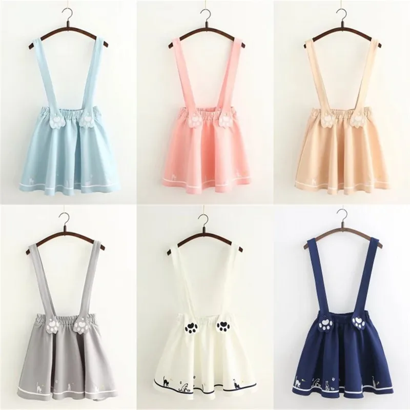 Милая японская каваи милая Лолита кошка печать опрятный девушка Женская мини