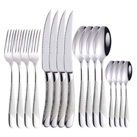 silver tableware stainless steel cutlery set forks knives spoons kitchen dinner set fork spoon knife gold dinnerware set 16 pcs