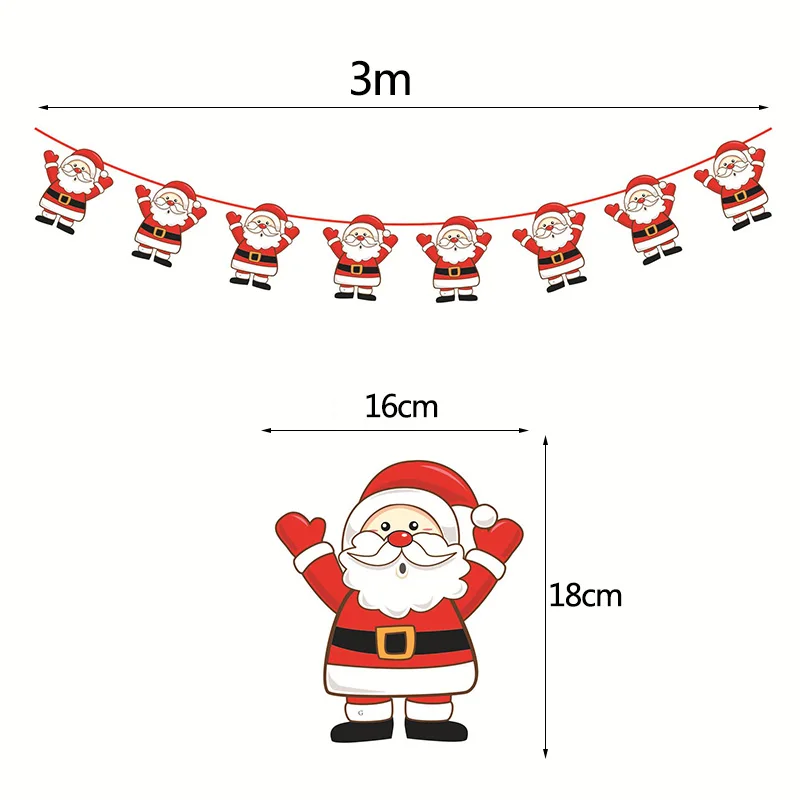 G01 santa claus 3 м Рождественское украшение Баннер Санта Клаус Снеговик Олень Рождественское дерево носок звезда настенный Бумажная гирлянда для нового года Рождество украшения - Цвет: G01 santa claus
