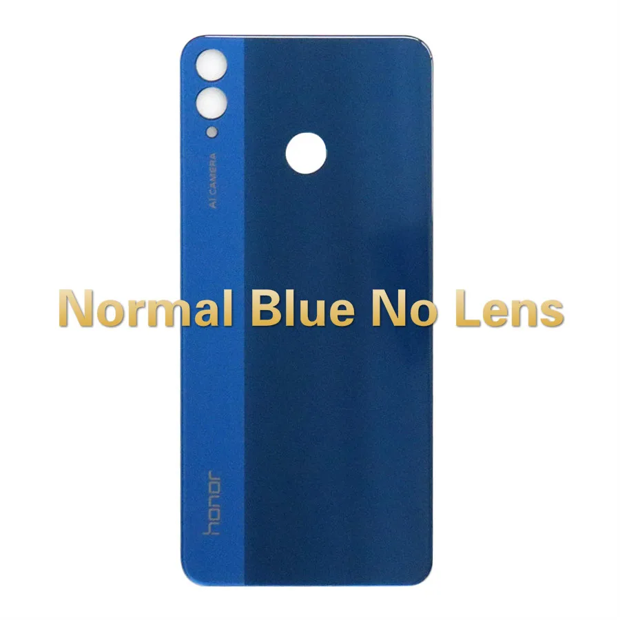 Normal Blue No Lens Крышка батарейного отсека Honor 8X JSN-L21 Задняя стеклянная панель Задняя Дверь Корпус чехол для HUAWEI Honor 8X Крышка батарейного отсека с объективом камеры - Цвет: Normal Blue No Lens