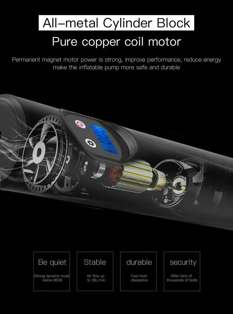 Новый 12V 150PSI шин Портативный компрессор Цифровой Автомобильный шинный насос