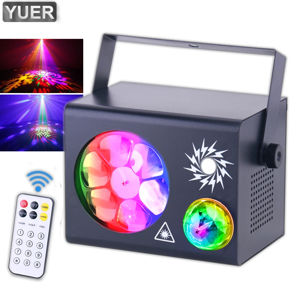 2021 New 4IN1 LED Gobo Magic Ball Strobe 16 Red Green Laser Patterns Projector DMX512 Stage Lighting Effect Disco DJ Party Light