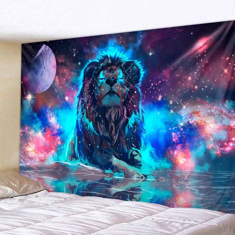 

Colorful lion art 3D printing wall hanging tapestry hippie psychedelic bohemian home wall decoration art yoga mat beach mat