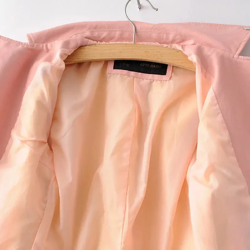 2020 Faux Leather Jacket Women Fashion PU Leather Lady Coat Jackets With Zipper Outerwear Long Sleeve V Neck Female Tops