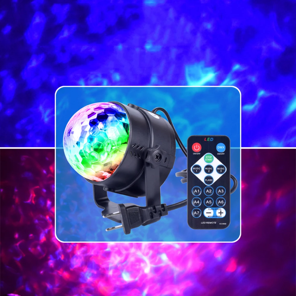 

Sound Activated Rotating Disco Lights Water Ripple Effect Strobe Dynamic Stage Light Holiday DJ Bar Christmas Party Dyeing Light
