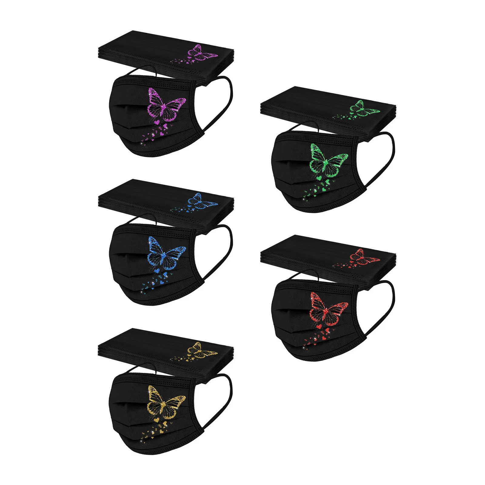 

Face Protective Mask Disposable Hygiene Masks 50PC Adult'S Butterfly Printed Mask Protective Face Masks Mascarilla