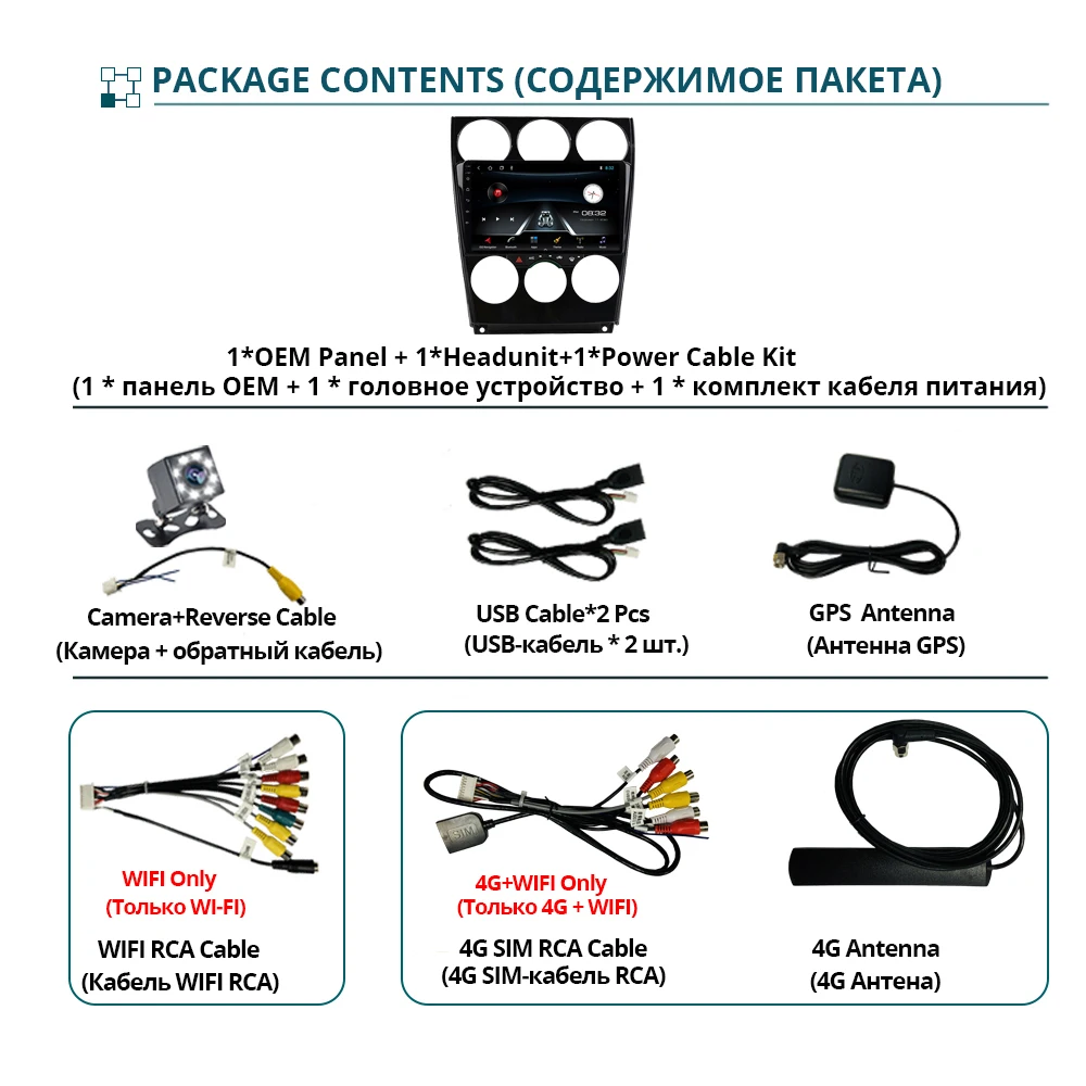 $129.24 Car Multimedia Player For Mazda 6 2004-2015 2Din Android10.0 Car Radio 6G+128G GPS Navigation Auto Radio Stereo Receiver 9''