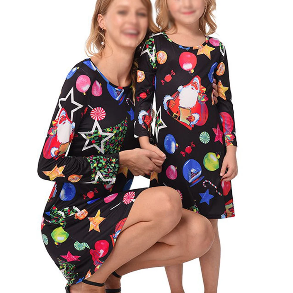 Одинаковая одежда для всей семьи рождественское платье с принтом родителей и