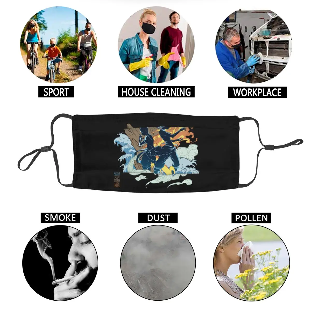 

Rock Roll Two Avatars Quality Print Reusable Face Mask Great Dustproof