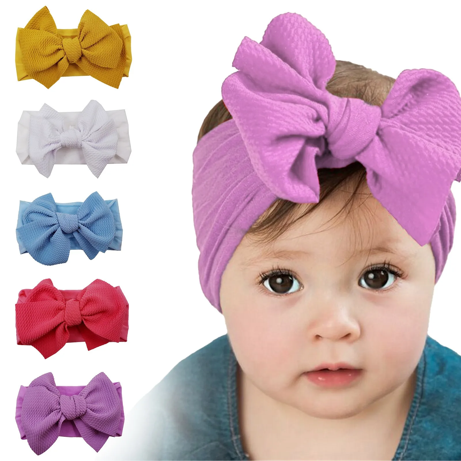 

5pcs/set Baby Hair Band Set Headband Girls Bow Elastic Floral Headband Twisted Cable Design Bandage Ribbon Baby Hair Accessories