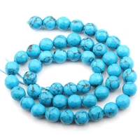 free shipping smooth natural stone blue turquoises round loose beads 15 strand 4 6 8 10 12 mm pick size for jewelry making