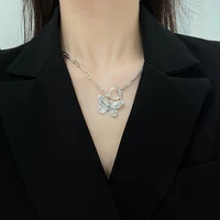 vintage jewelry butterfly pendant necklace personality high quality silver plated metal chain necklace for girl women gift