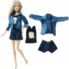 1 комплект одежды для куклы BJDBUS, синее пальто, жилет, топ, штаны, повседневная одежда, модная одежда для куклы Барби, домик для маленьких девочек, игрушки сделай сам