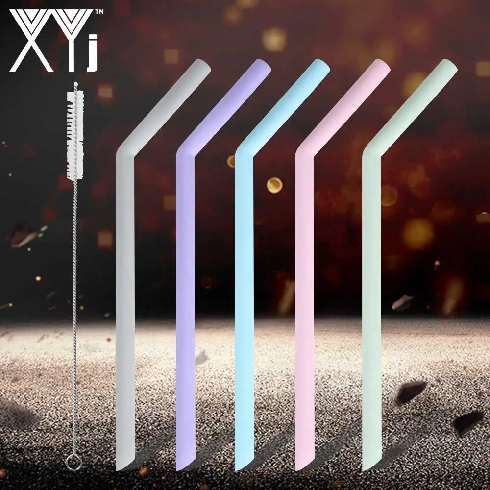 XYj силиконовые соломинки многоразовые питьевые для Liqiud 9 5 прямые или изогнутые