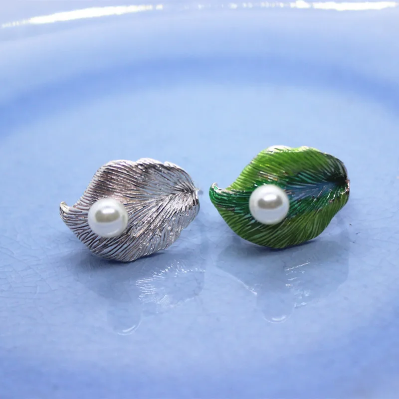 Регулируемые эмалевые кольца для влюбленных с жемчугом и листьями|Кольца| |