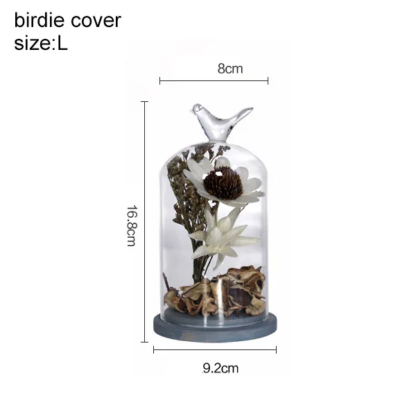 BIRD COVER Креативные украшения для дома, аксессуары, стеклянная крышка, произведение искусства, настольные Ремесла, Декор, сушеная Цветочная ваза с орнаментом, подарки, микро пейзаж - Цвет: BIRD COVER