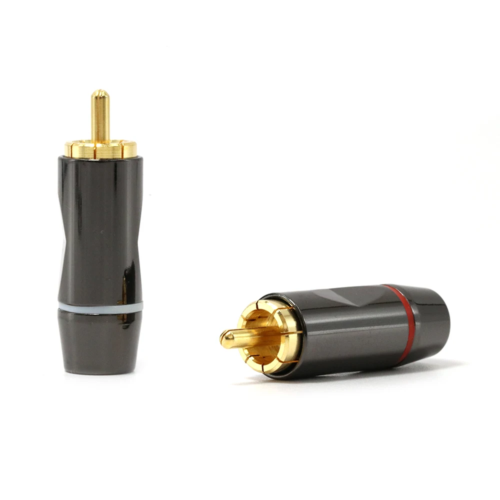 4 шт. hifi аудио 24 к припоя Позолоченные RCA разъемы штекер разъем кабели.|Коннекторы