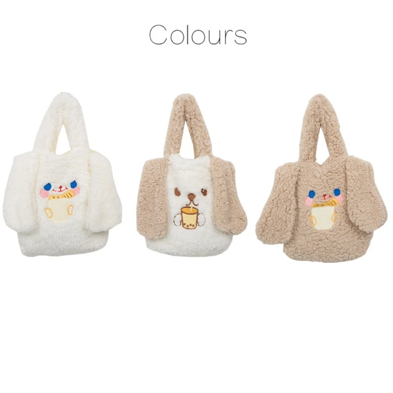 

Cute Women Lamb like fabrics Handbag Big Ear Design Bucket Bag Shopping Bag Tote K5DA