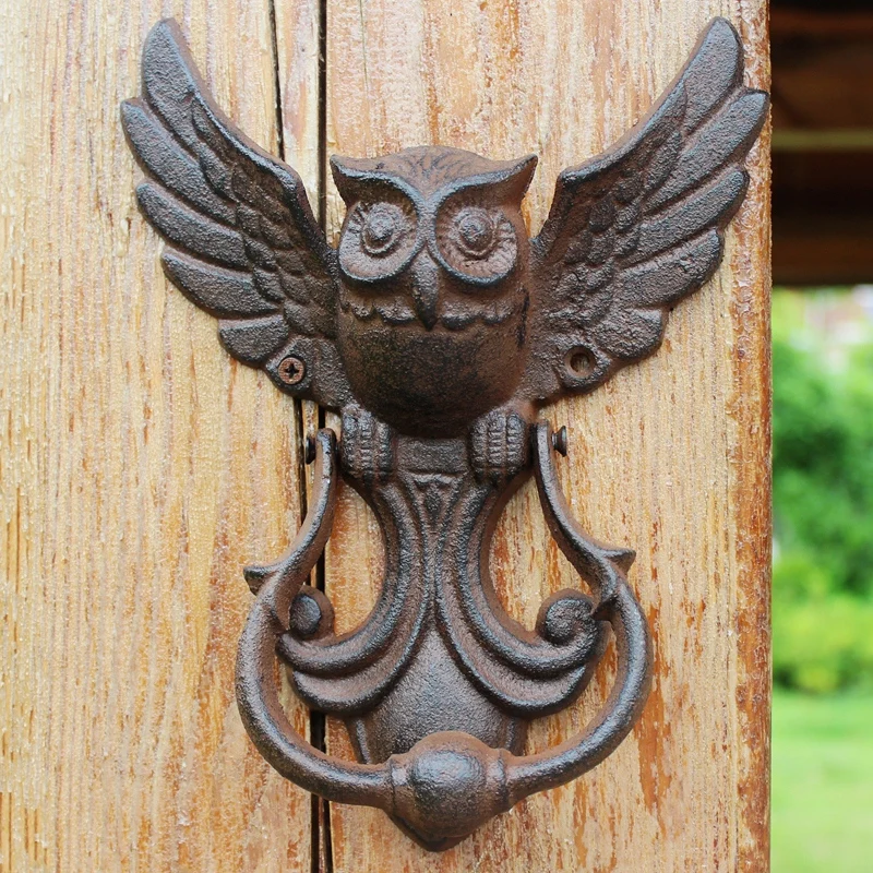 

JD American Industrial Style Cast Iron Crafts Retro Owl Door Knock Antique Door Handle Courtyard Home Wall Decoration Knocker