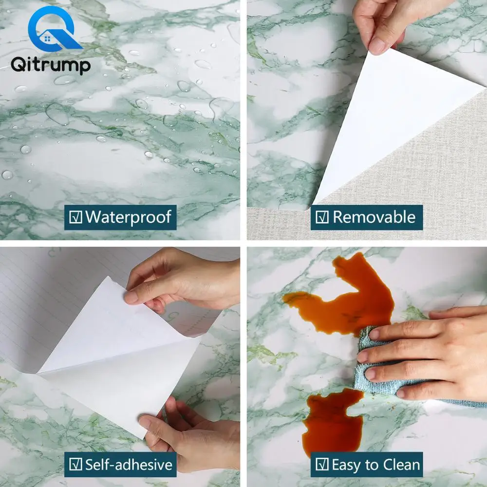 

Modern Marble Self Adhesive Wall Stickers Waterproof Vinyl Film Wallpaper Bathroom Kitchen Furniture Renovation Home Decor Paper
