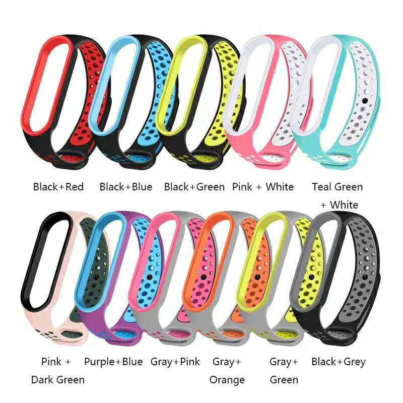 Браслет Для Xiaomi Miband 5 сменный силиконовый браслет двойной цвет для Mi Band