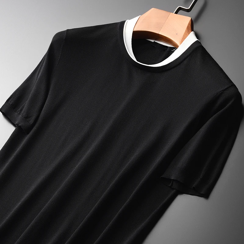 Футболка Lyocell мужская с круглым вырезом тенниска из тенсела роскошная майка