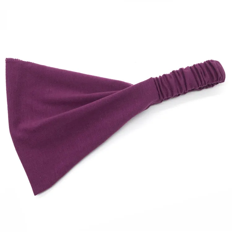 Повязка на голову женская однотонная эластичная широкая|Резинки для волос йоги| |
