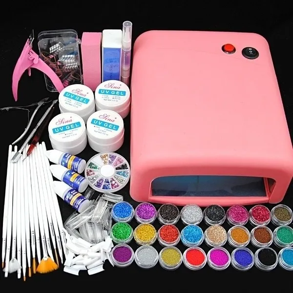 Ультрафиолетовая лампа для маникюра с розовыми УФ гелями набор нейл арта Pinceaux