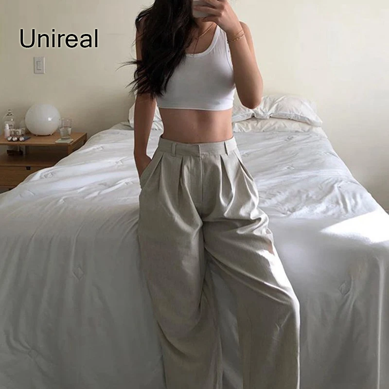 

Unireal 2021 Streetwear Women Harem Pants High Waist Casual Trousers Suit Blazer Pants